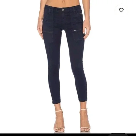 Joie Womens size 26 Park Skinny Utility Cargo Pants Dark Navy Blue Ankle Zippers - Picture 8 of 8